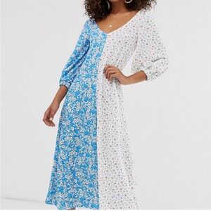 ASOS Blue and White Floral Midi Dress
